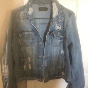Distressed jean jacket